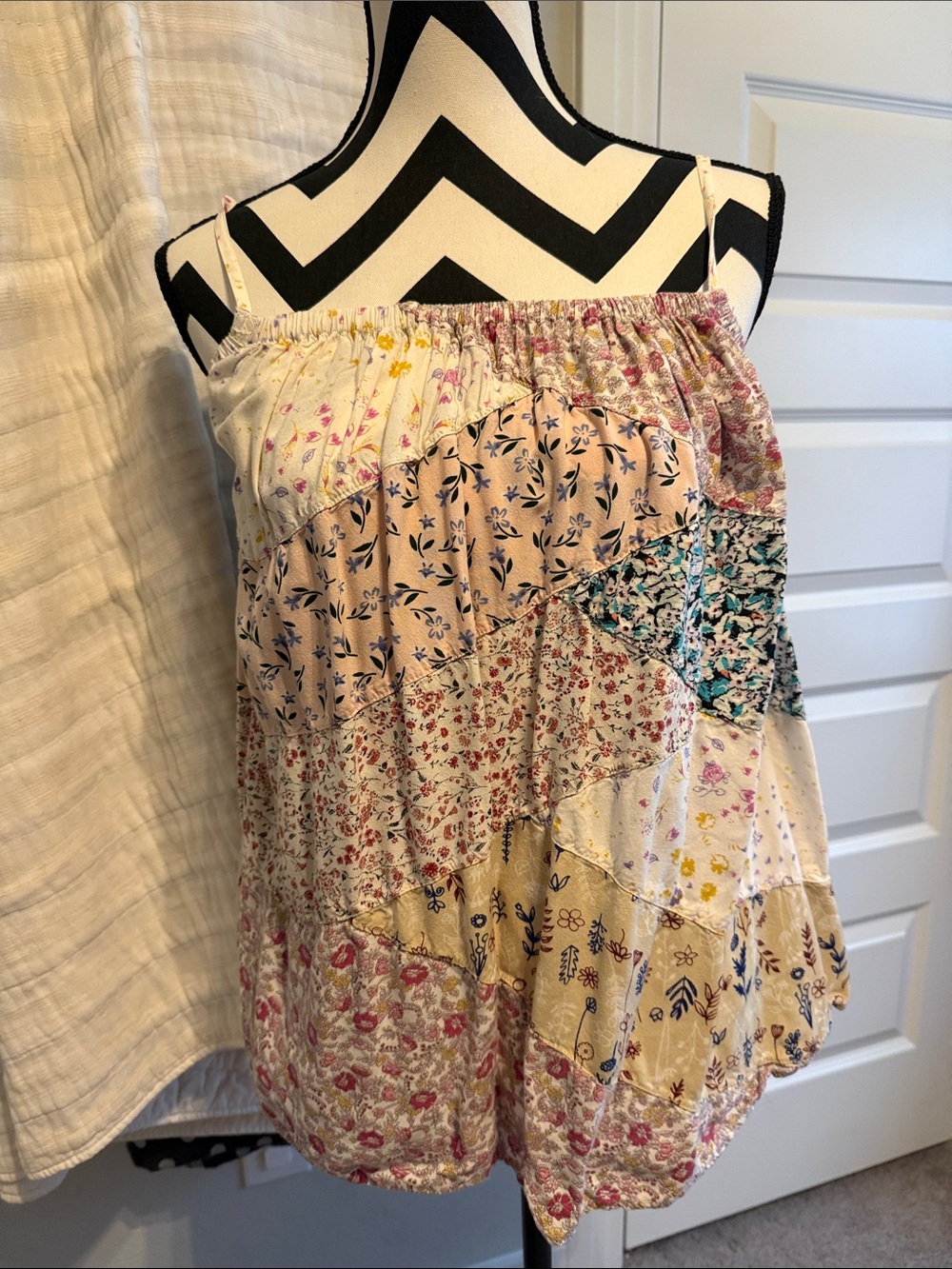 Bohemian Patchwork Tiered Floral tank - Multicolor